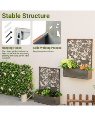 Set of 2 Decorative Raised Garden Bed with Trellises