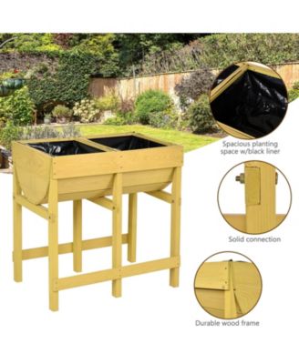 Raised Wooden Planter Vegetable Flower Bed with Liner