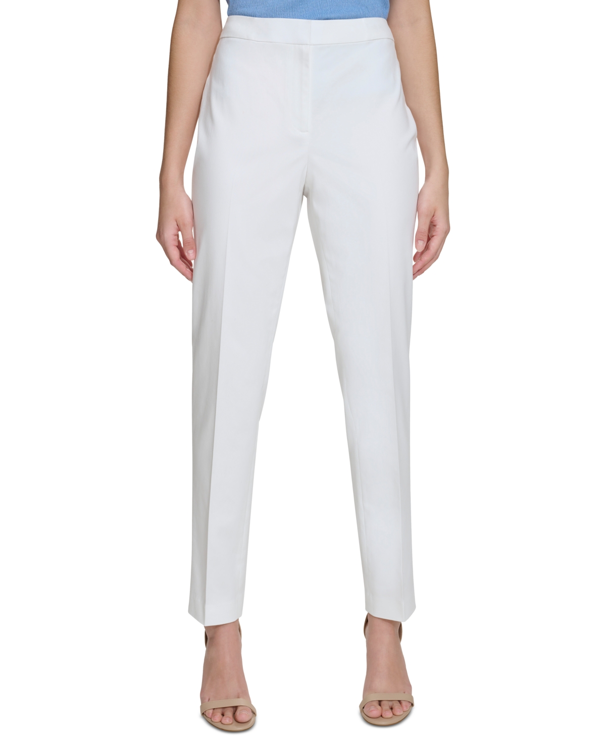 Calvin Klein Womens Slim Fit Office Dress Pants In Soft White