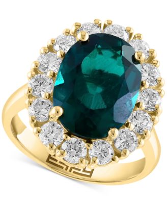 EFFY&reg; Lab Grown Ruby (6-3/4 ct. t.w.) & Lab Grown Diamond (1-3/8 ct. t.w.) Halo Ring in 14k Gold