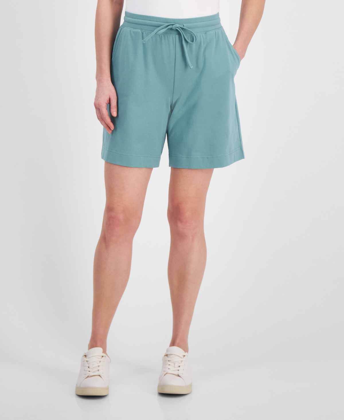 Style & Co Women's Mid Rise Sweatpant Shorts, Created For Macy's In Desert Teal