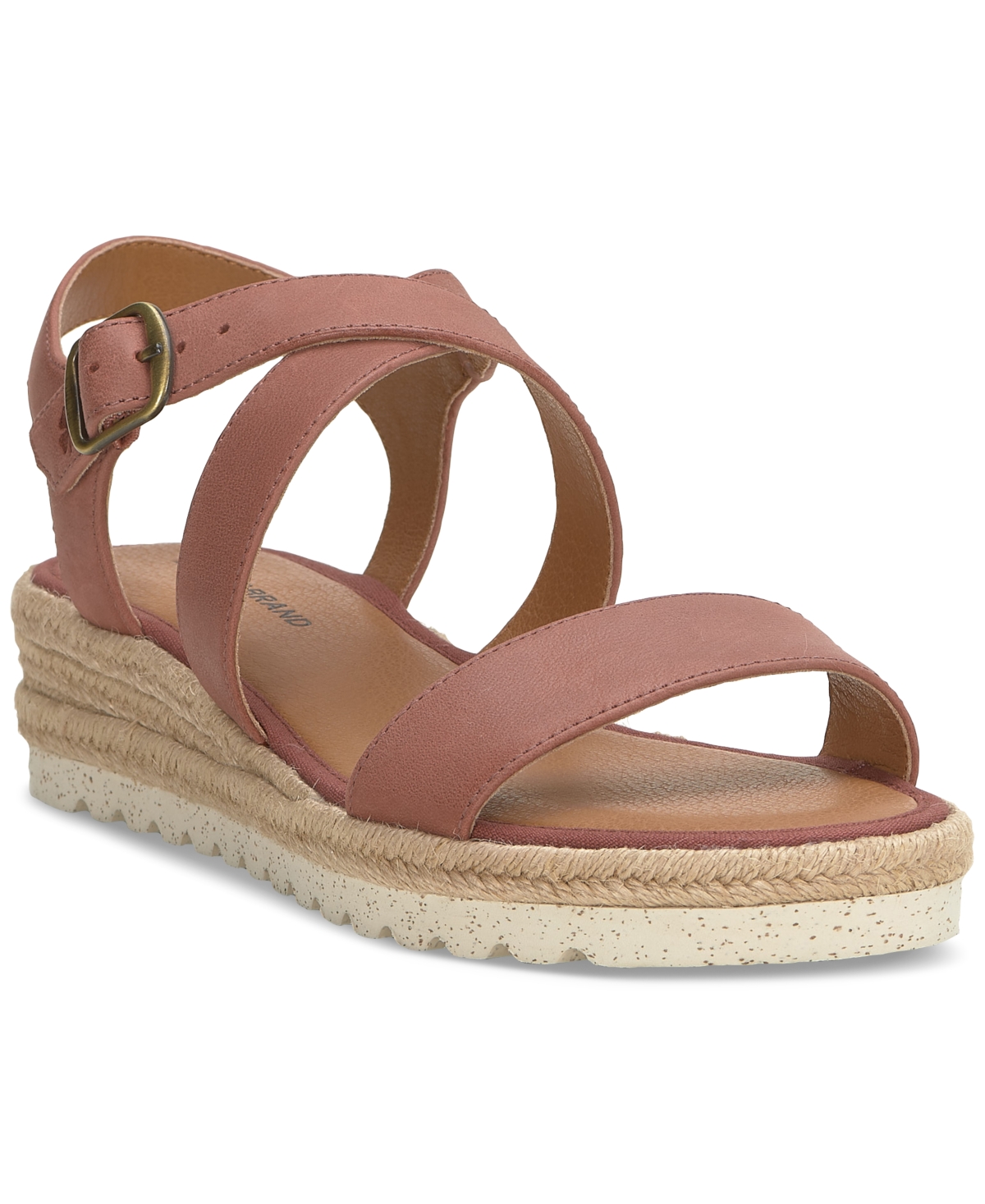 Shop Lucky Brand Women's Trianna Strappy Espadrille Wedge Sandals In Rose Red Leather
