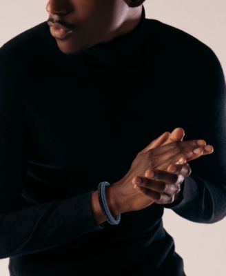 Men's Multi-Tone Fiber Double Row Band in Black Ion-Plated Stainless Steel