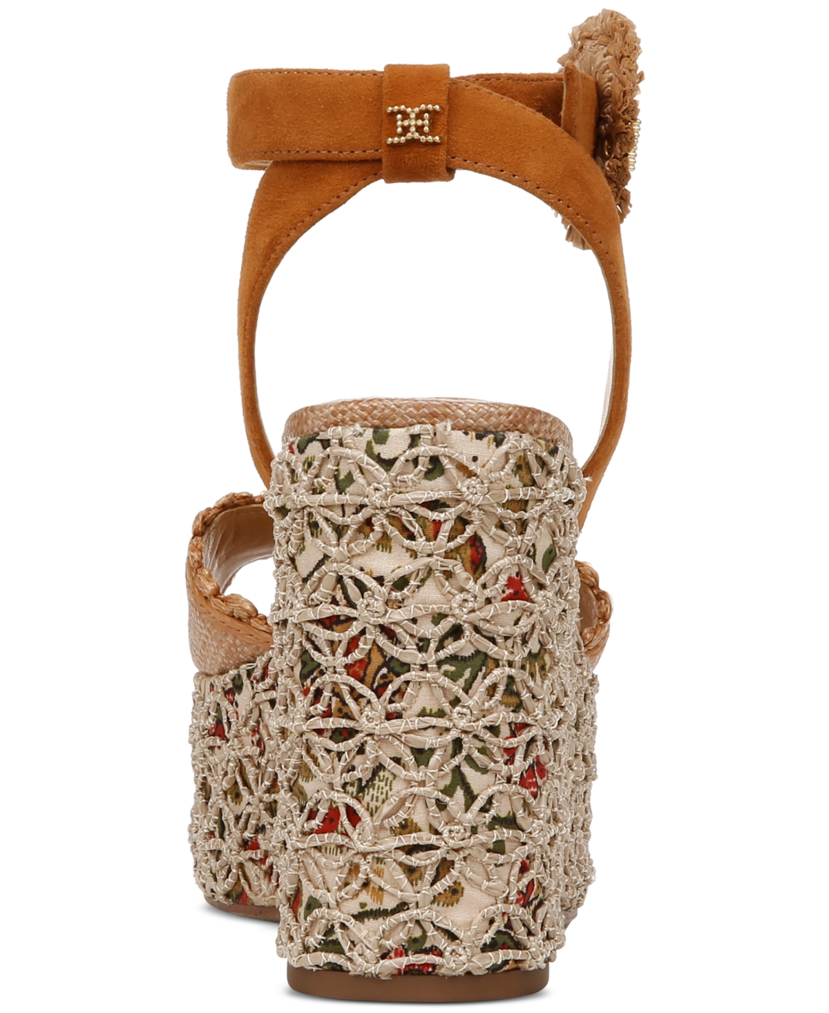 Sam Edelman Women's Amber Two-Piece Sculpted Platform Wedge Sandals -Buff Tan