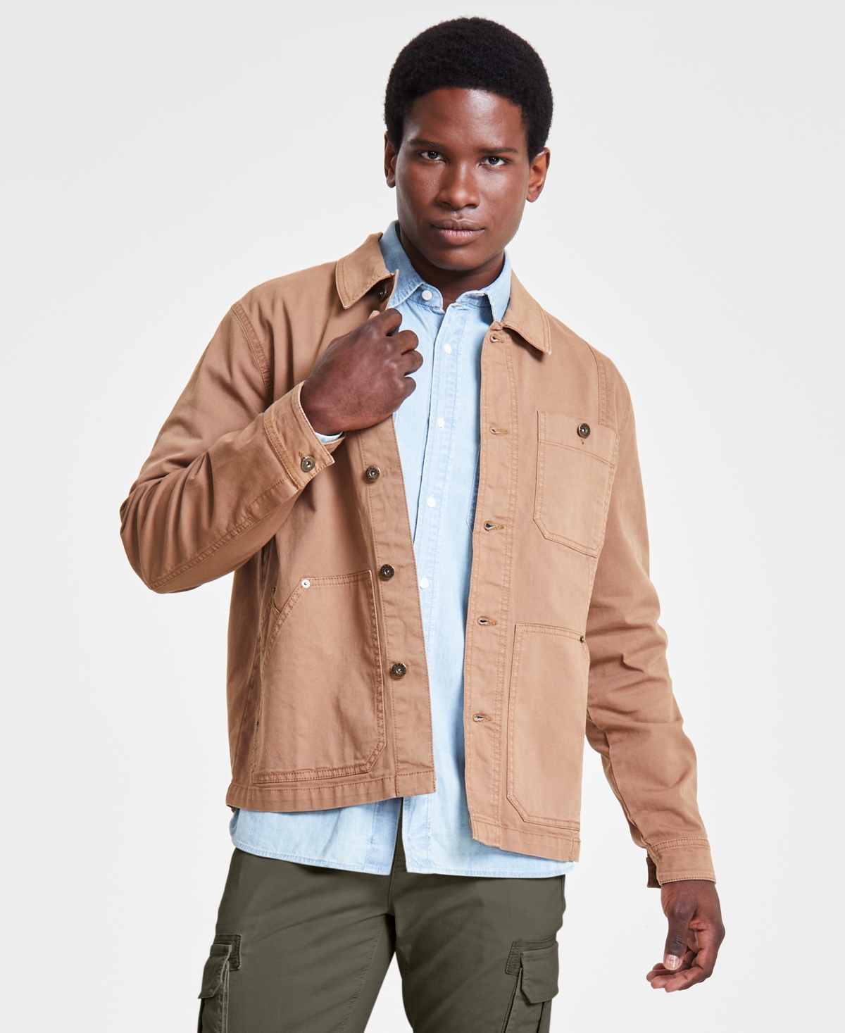 Men's Christopher Regular-Fit Chore Jacket, Created for Macy's - Dull Gold