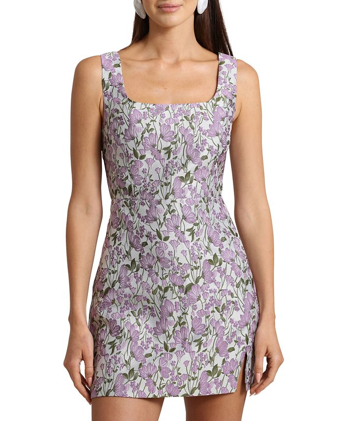 Women s Brocade Square Neck Mini Dress