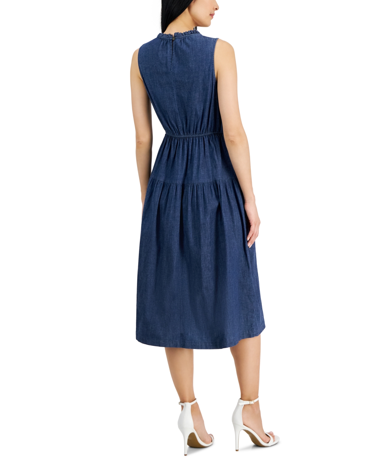 Shop Anne Klein Women's Sleeveless Denim Midi Dress In Indigo - D