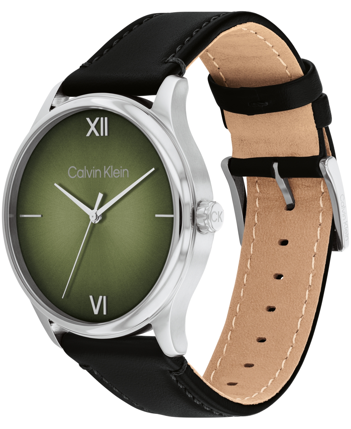 Shop Calvin Klein Men's Ascend Black Leather Strap Watch 43mm