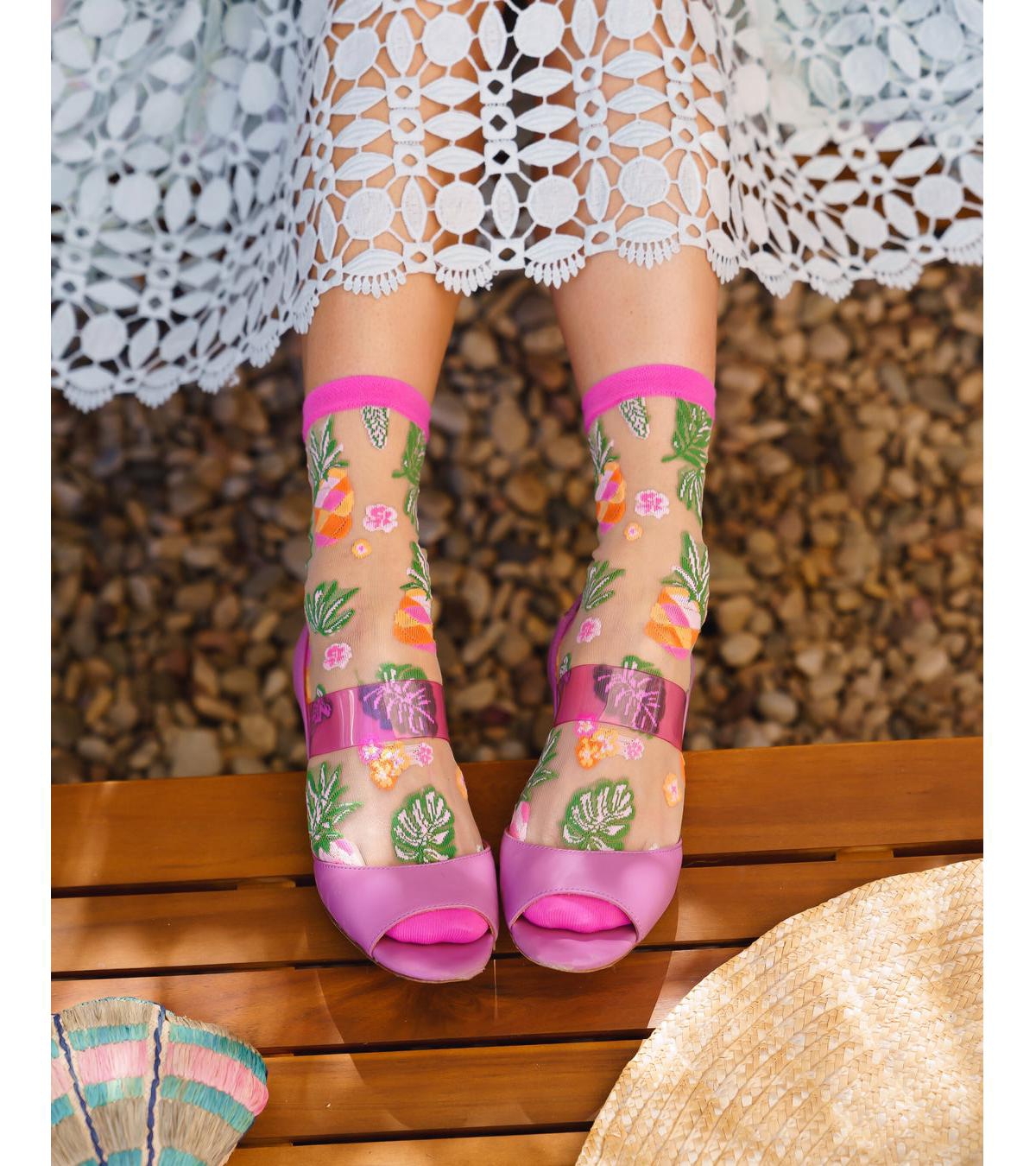 Shop Sock Candy Women's Tropical Pineapples Sheer Sock