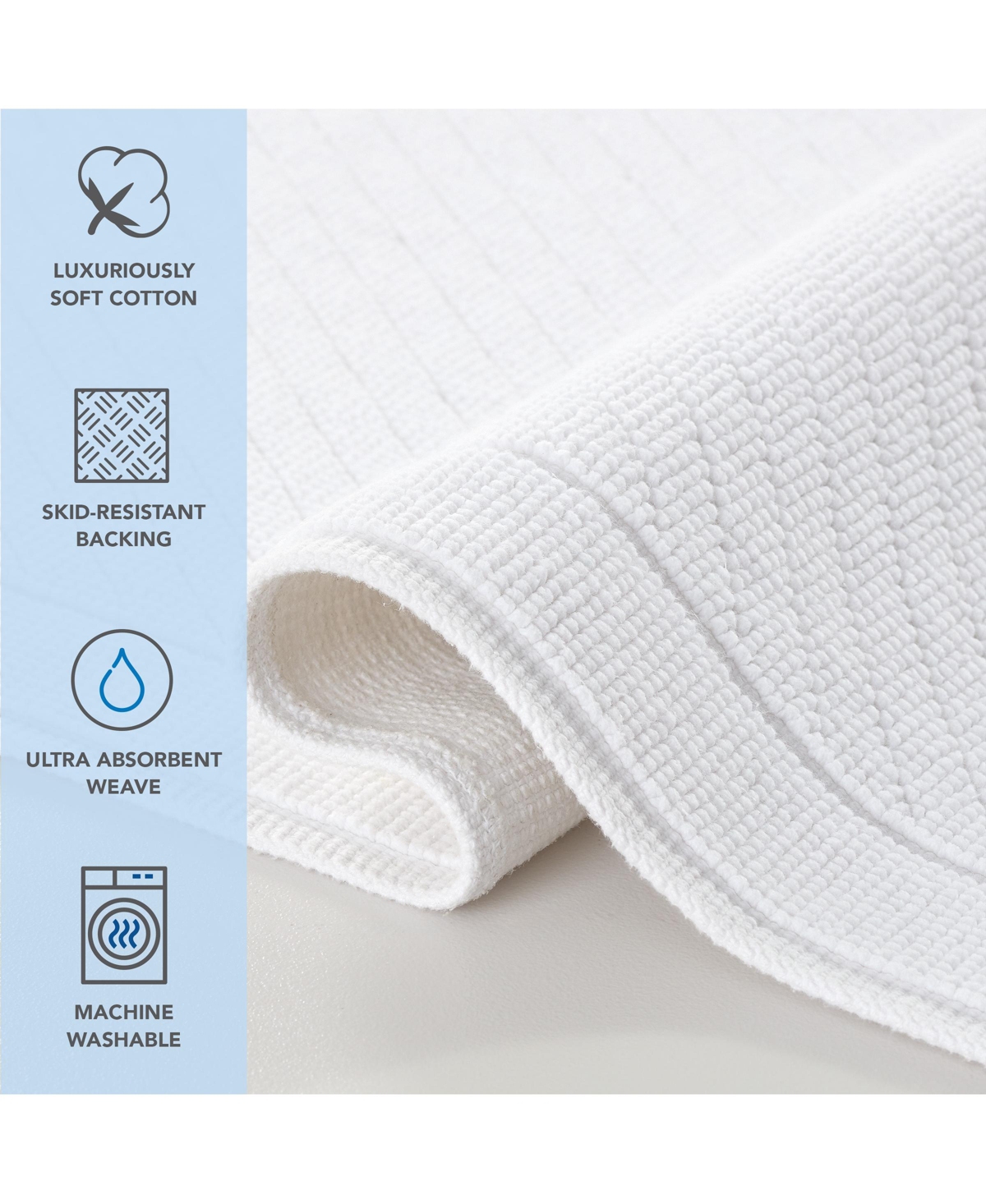Host & Home Cotton Bath Rug, Stylish Textured Woven Design, Slip Resistant Backing, 5 Color Options, 24x36