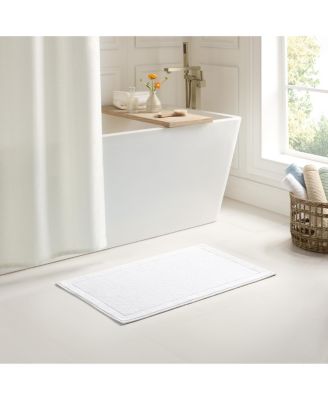 Textured Woven Cotton Bath Rug with Slip-Resistant Backing