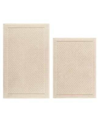 Host & Home Cotton Bath Rug, Stylish Textured Woven Design, Slip Resistant Backing, 5 Color Options, 2-Piece Set - 17x24 & 20x32