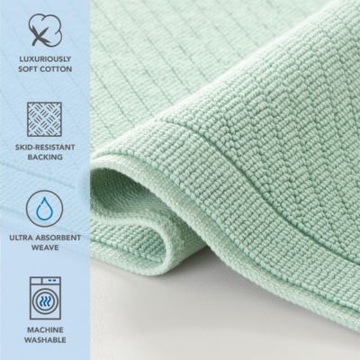 Host & Home Cotton Bath Rug, Stylish Textured Woven Design, Slip Resistant Backing, 5 Color Options, 2-Piece Set - 17x24 & 20x32