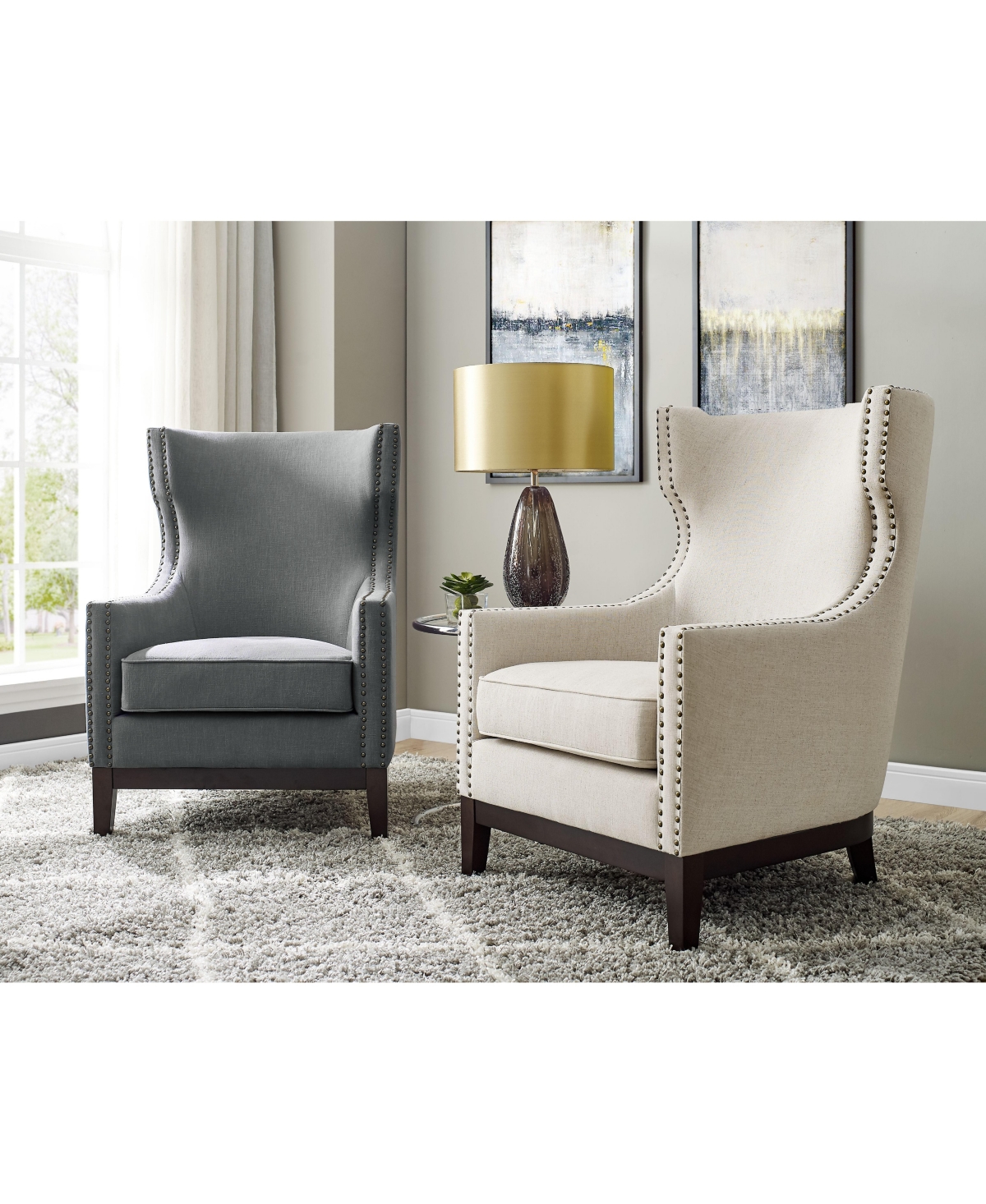 Shop Steve Silver Roswell 29" Linen Accent Chair In Medium Gray