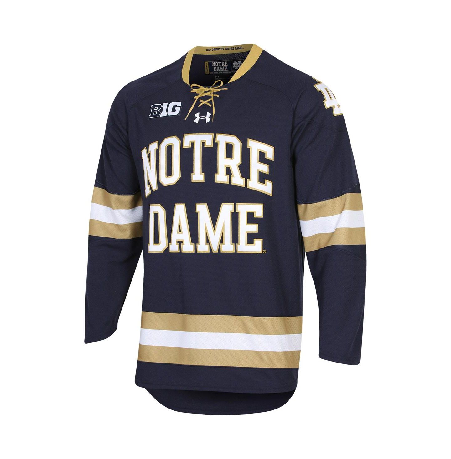 Мужской топ Under Armour Notre Dame Fighting Irish UA Replica Hockey Jersey, цвет: Тёмно-синий — фото 3