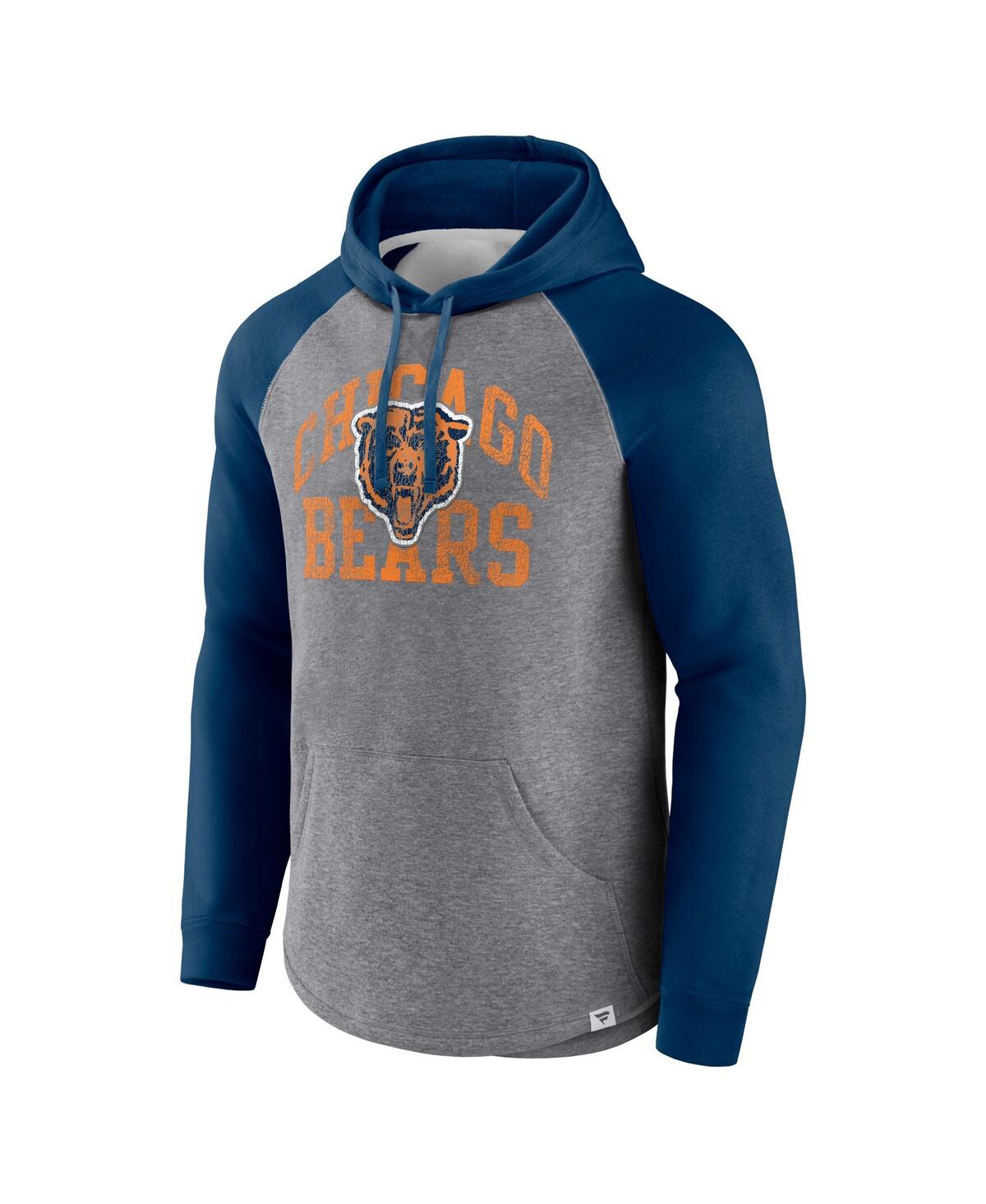 Men's FanaticsDistressed Chicago Bears Favorite Arch Raglan Pullover Hoodie - Heather Gray