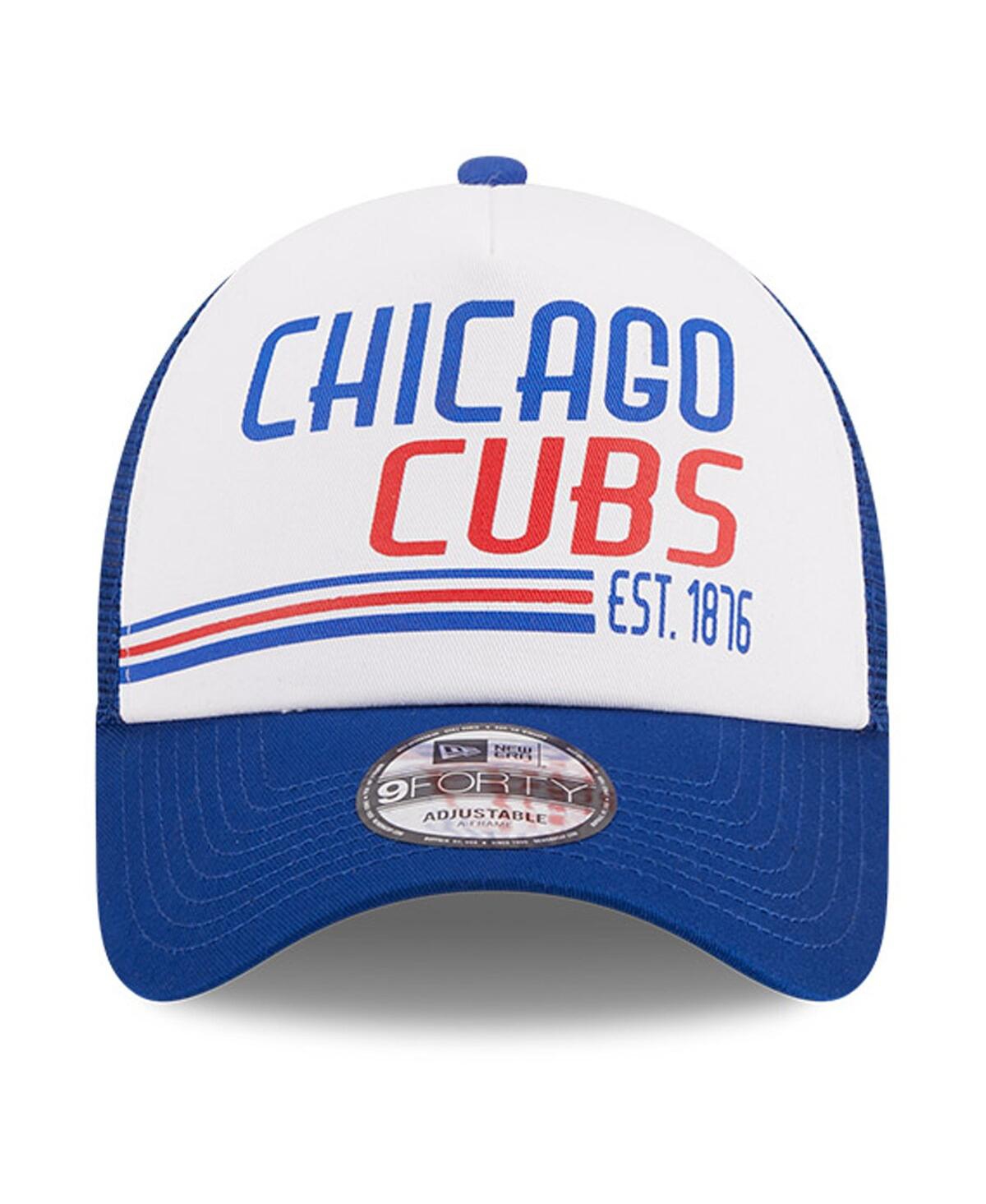 Men's New Era Royal Chicago Cubs Stacked A-Frame Trucker 9FORTY Adjustable Hat - Royal