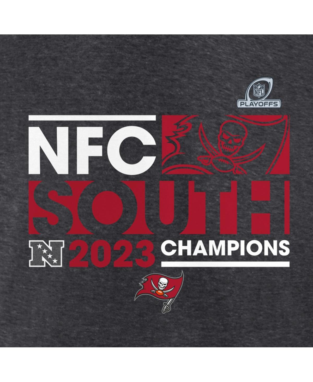 Women's FanaticsTampa Bay Buccaneers 2023 Nfc South Division Champions Conquer Long Sleeve V-Neck T-shirt - Heather Charcoal