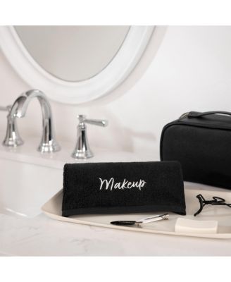 Host & Home Cotton Makeup Removal Fingertip Towel (Pack of 6), Embroidered, 11x17, Black