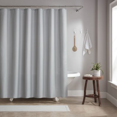 Host & Home Raindrop Stripe Textured Shower Curtain Set with 12 Metal Rolling Rings, Weighted Hem, Rust-Proof Grommets, Fine 100% Polyester Yarn, 72x72, Three Proof Treatment Repels Water, Stains, & Oil