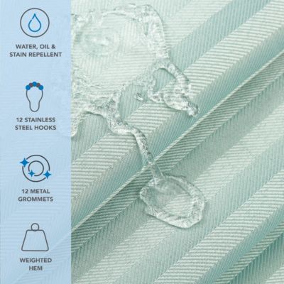 Host & Home Damask Shower Curtain Set, 72x72 Inch Polyester Curtain with Weighted Hem, Rust Proof Grommets & 12 Metal Rings