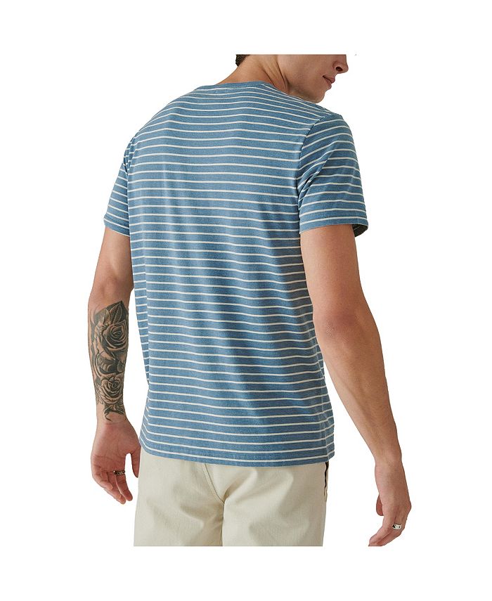 Lucky Brand Mens Venice Burnout V-neck Tee. In Blue