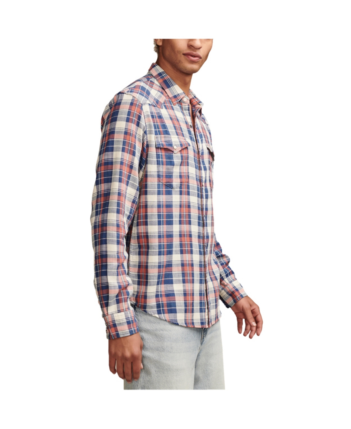 Lucky Brand Men's Plaid Western Shirt