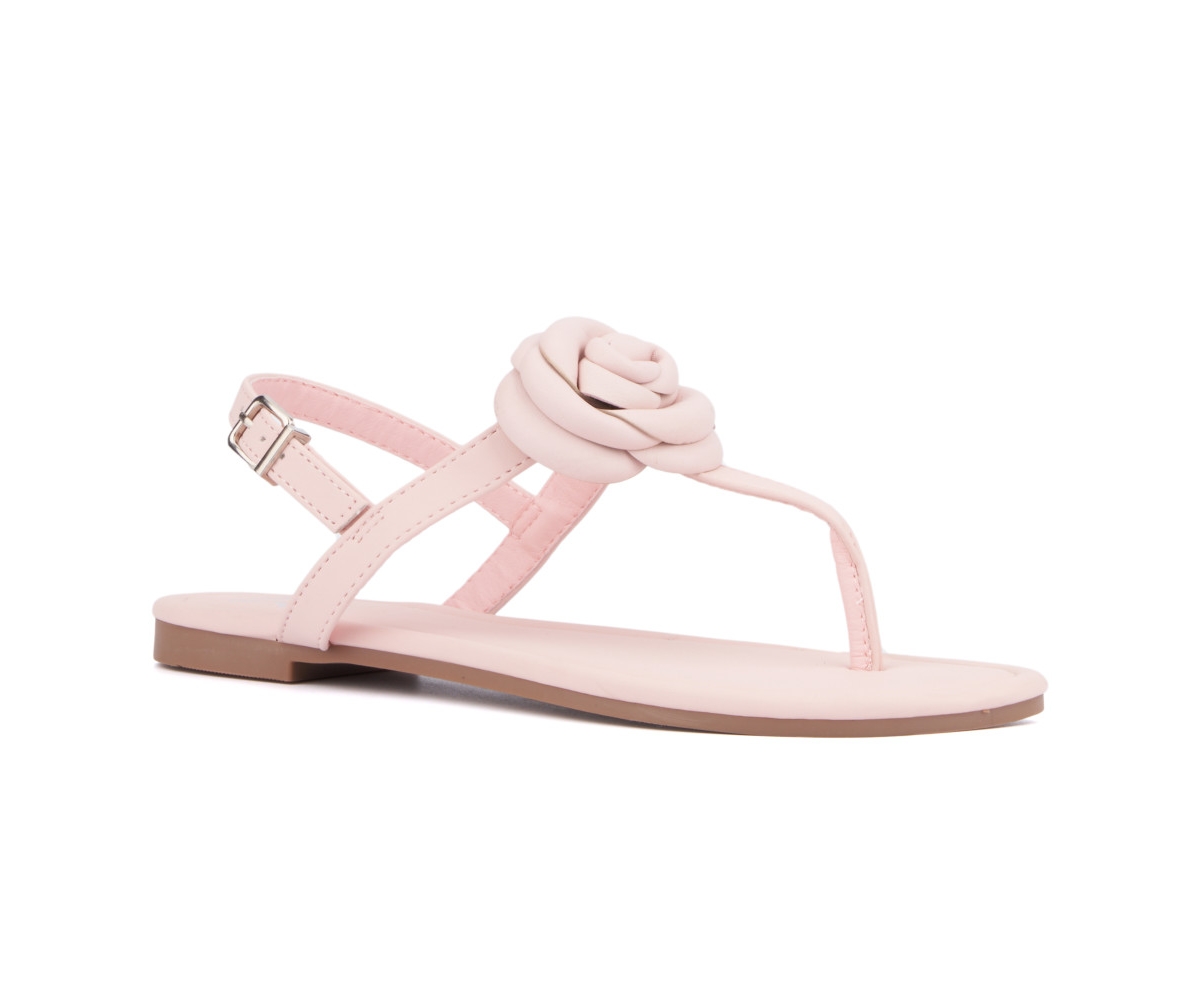 Rosette Women's Single Flower Thong T-Strap Sandal - Pastel pink
