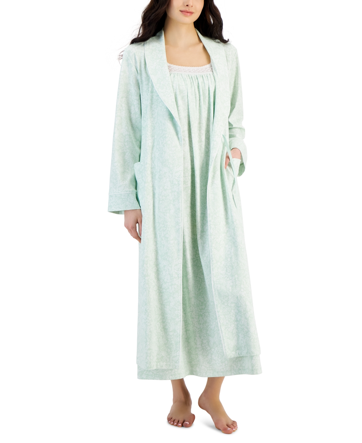 Shop Charter Club Women's Cotton Floral Belted Robe, Created For Macy's In Bird Bloom Yellow