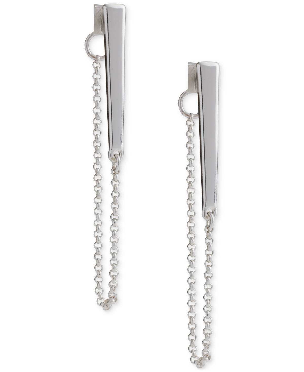 Lucky BrandTone Bar & Chain Linear Drop Earrings - Silver