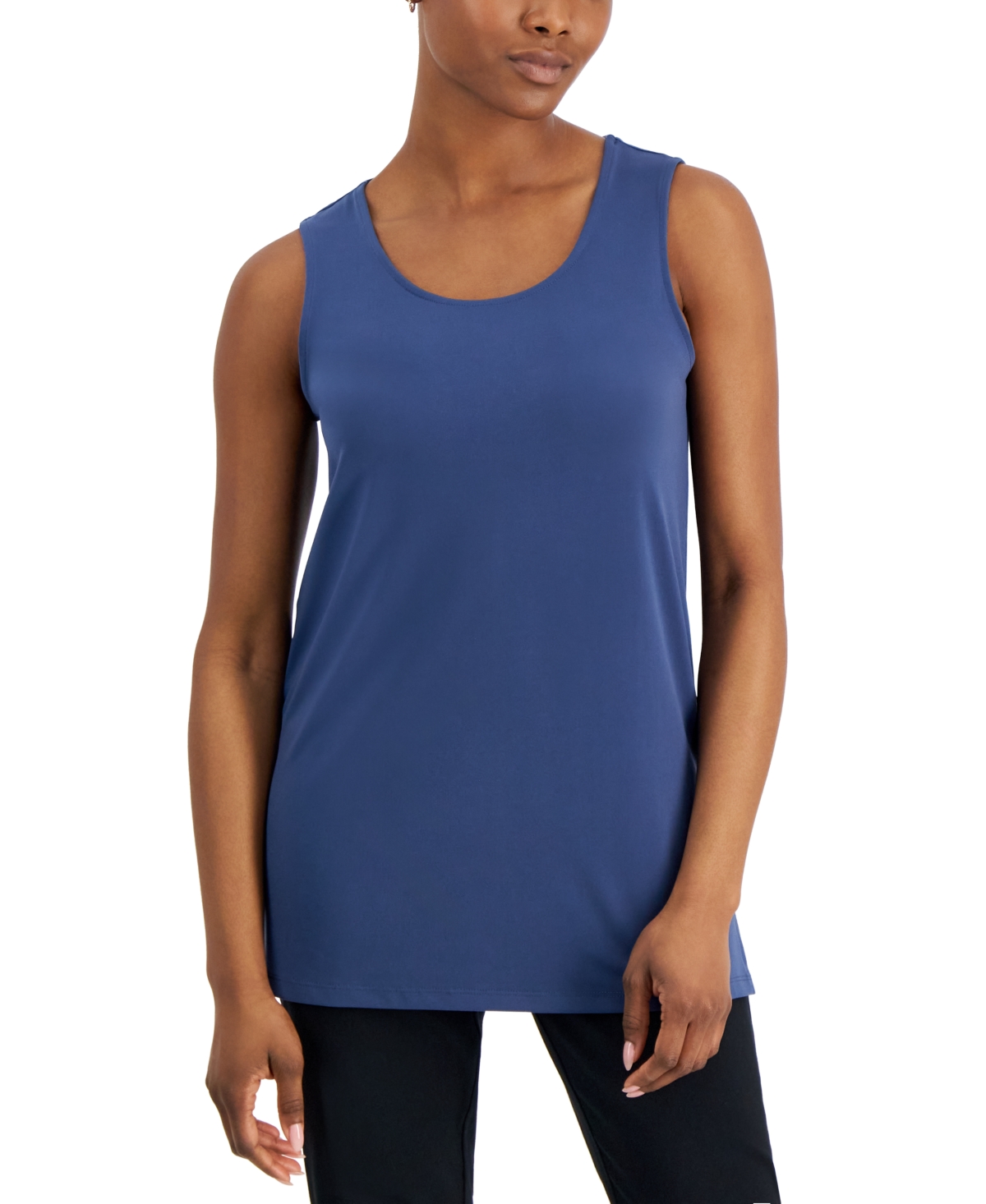 Jm Collection Petite Knit Tank Top, Created For Macy's In Blue Instinct