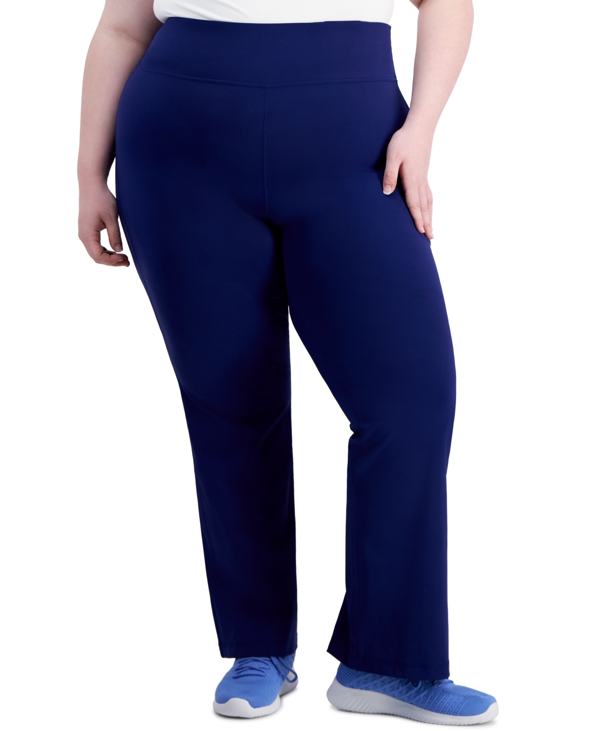 Id Ideology Plus Size High Rise Flared Leggings, Created For Macy's In Tartan Blue
