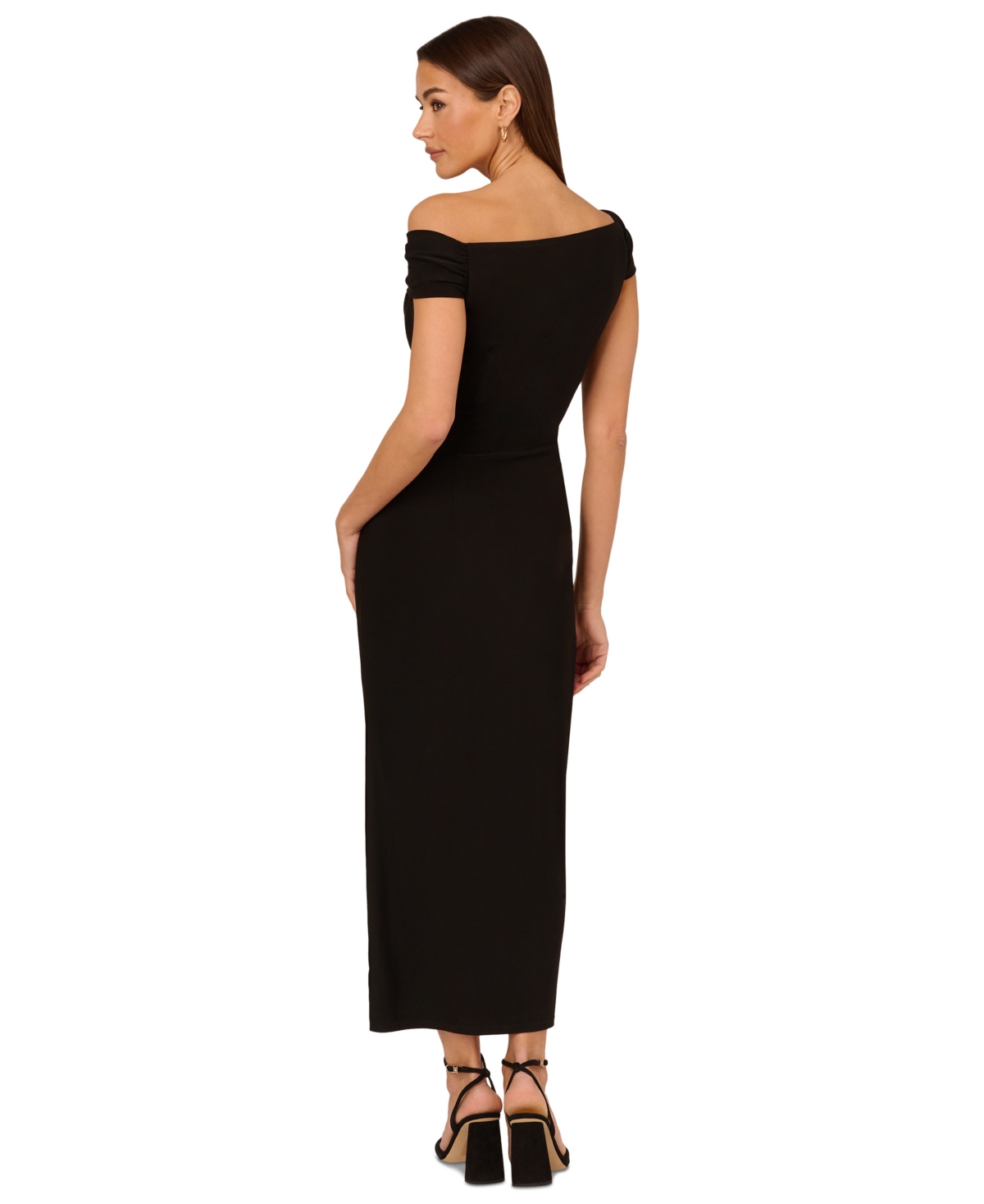 Shop Adrianna By Adrianna Papell Women's Matte Jersey Off-the-shoulder Maxi Dress In Black