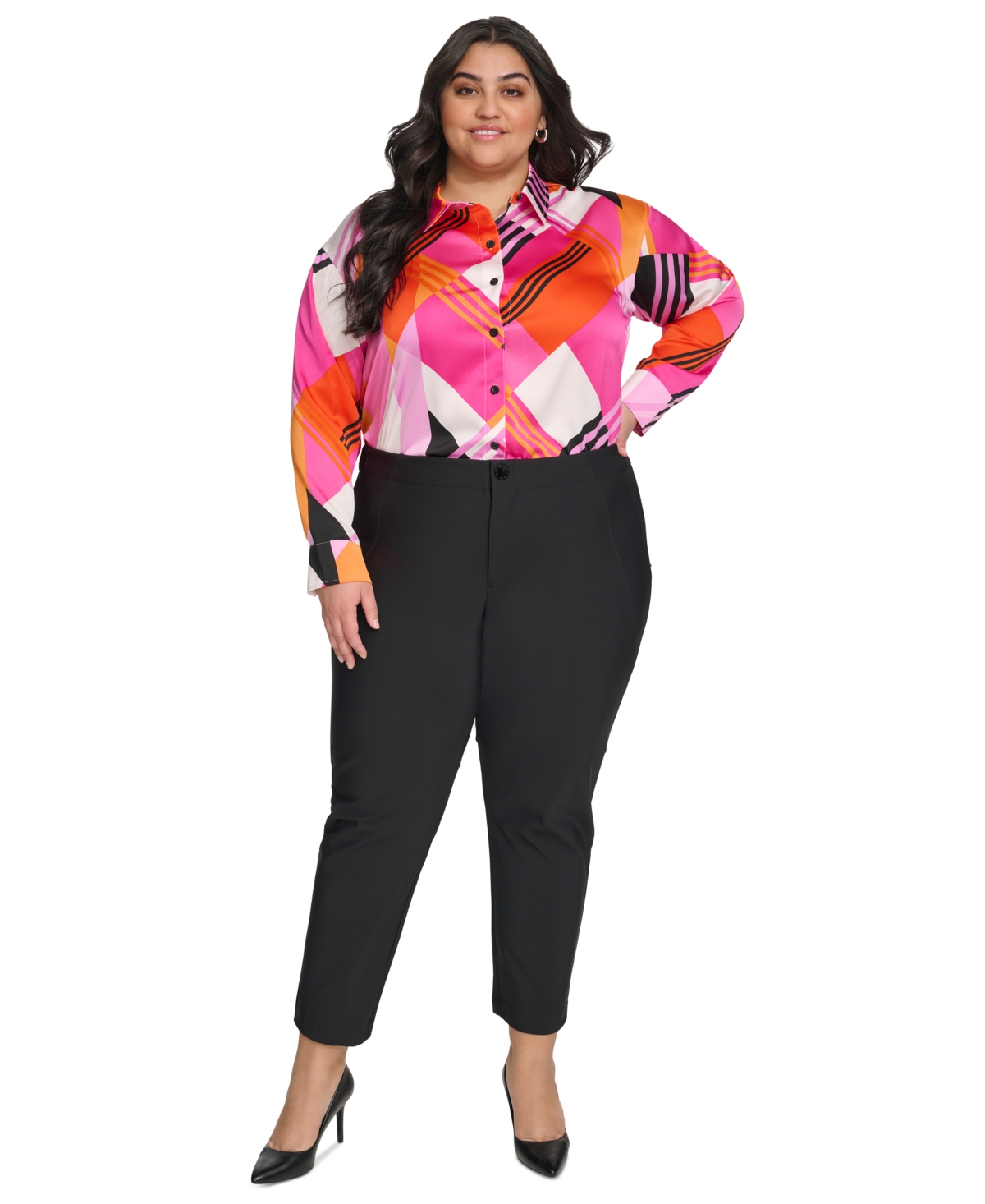 Karl Lagerfeld Paris Plus Size Mid Rise Compression Pants, First@Macy's