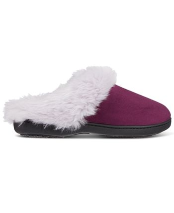 Isotoner Women's Velour Hoodback Slippers - Cozy Indoor/Outdoor With Faux Fur - View #6