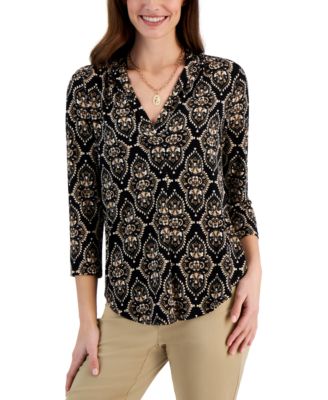 Jm Collection Women's Glam Animal Printed Knit Top, Created for Macy's