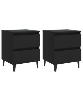 Bed Cabinets 2 pcs Black 15.7"x13.8"x19.7" Engineered Wood