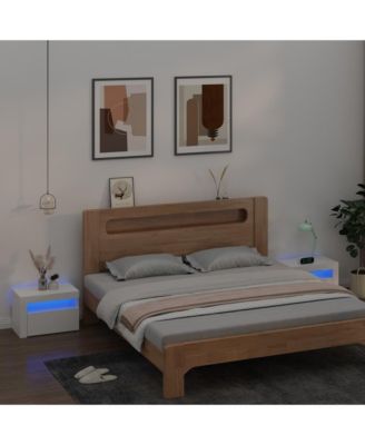 Bedside Cabinets 2 pcs with LEDs White 23.6"x13.8"x15.7"