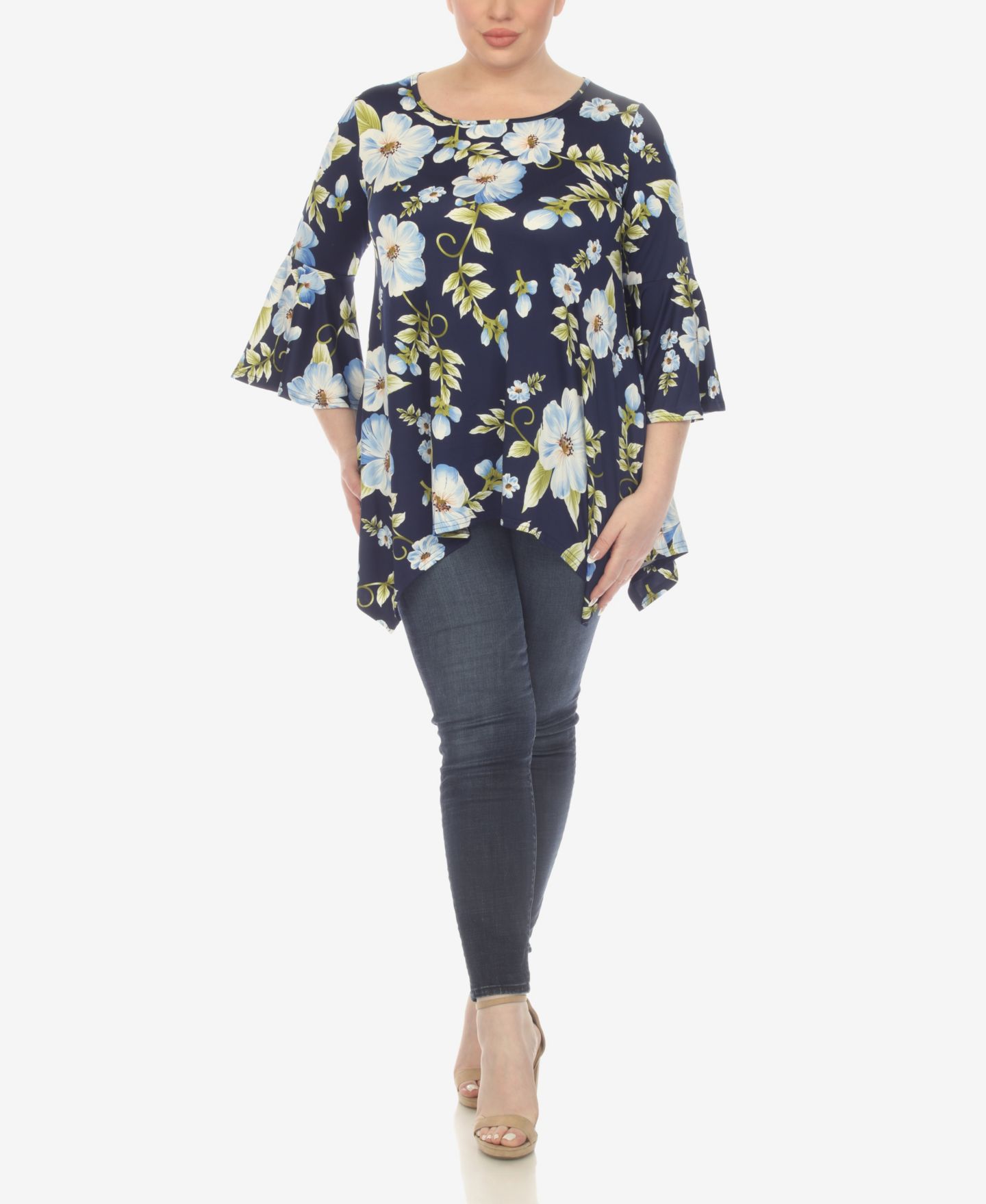 Женский топ White Mark Plus Size Blanche Tunic Top, цвет: Синий — фото 4