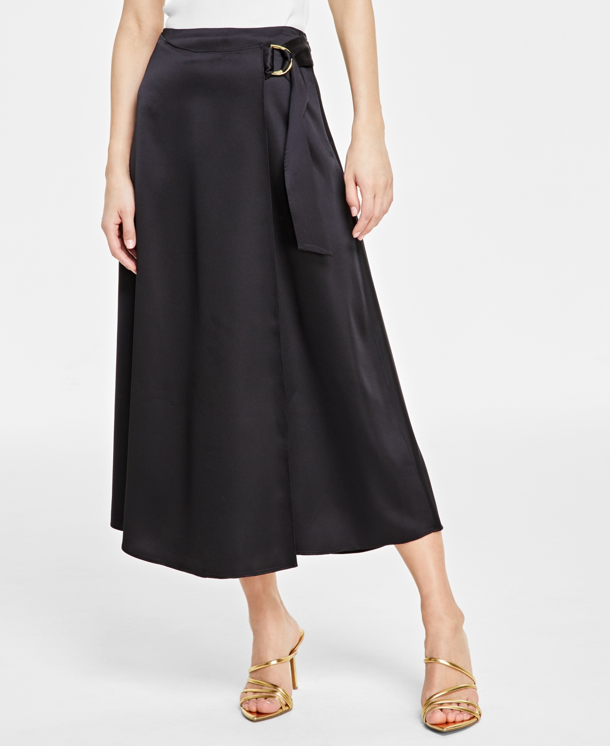 Shop Inc International Concepts Women's Double Slit Midi Skirt, Created For Macy's In Deep Black