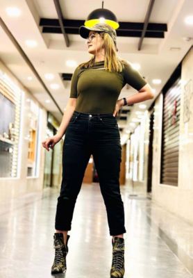 Womens Moulin Ringed Stiletto Camouflage Ankle Boot