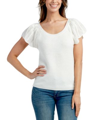 BCX - Juniors' Knit Flutter-Sleeve Pullover Sweater