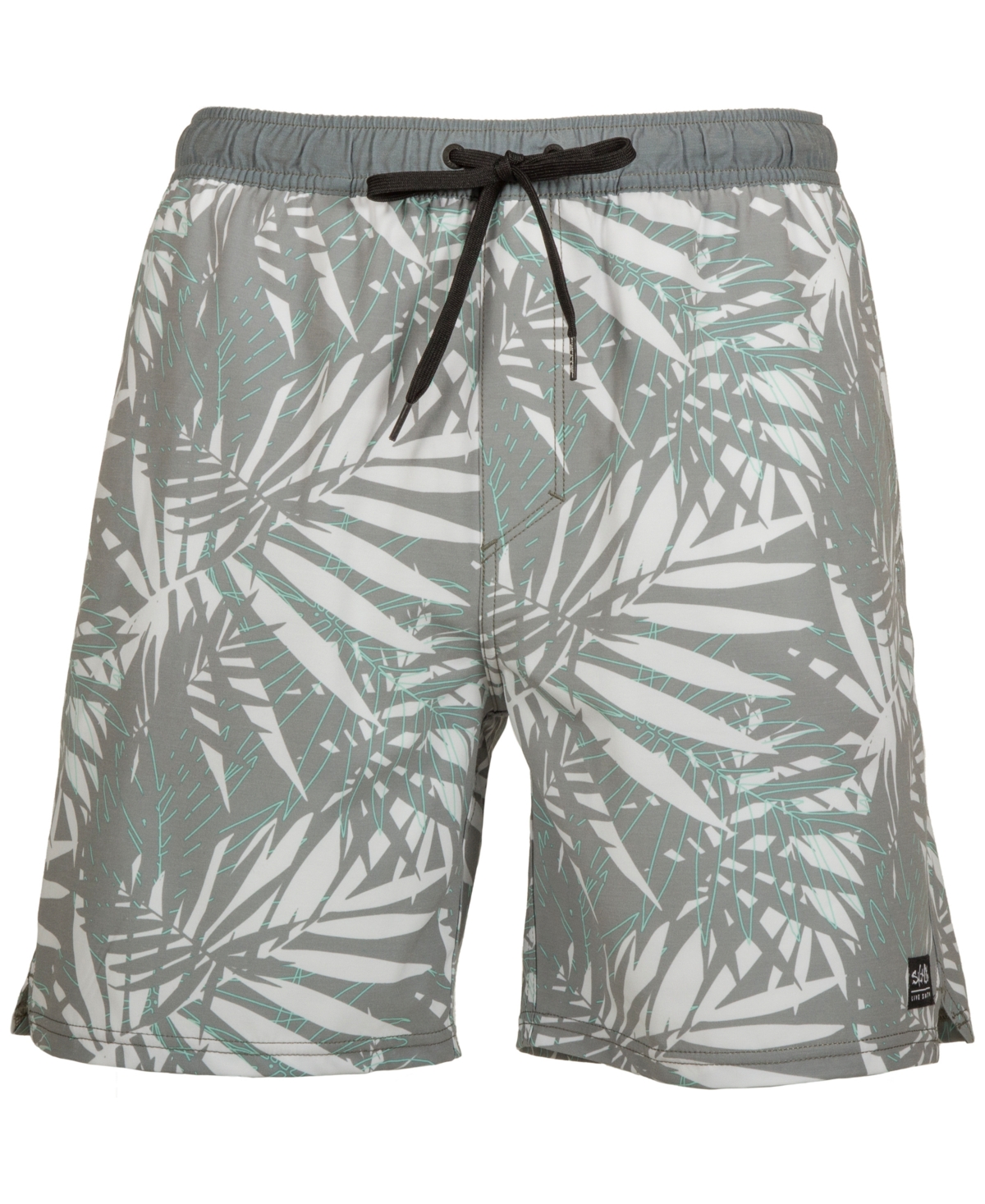 Salt Life Men's Jungle Vibes Palm Print 19" Volley Shorts In Sleet Grey