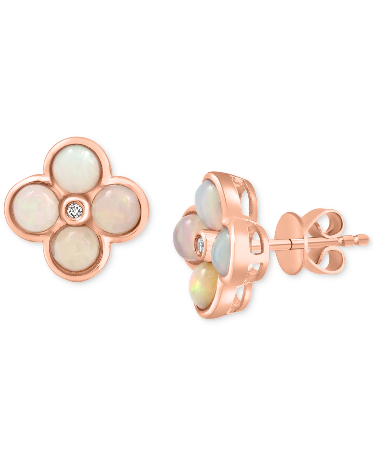 Effy Collection Effy Ethiopian Opal (1-1/3 Ct. T.w.) & Diamond Accent Stud Earrings In 14k Rose Gold
