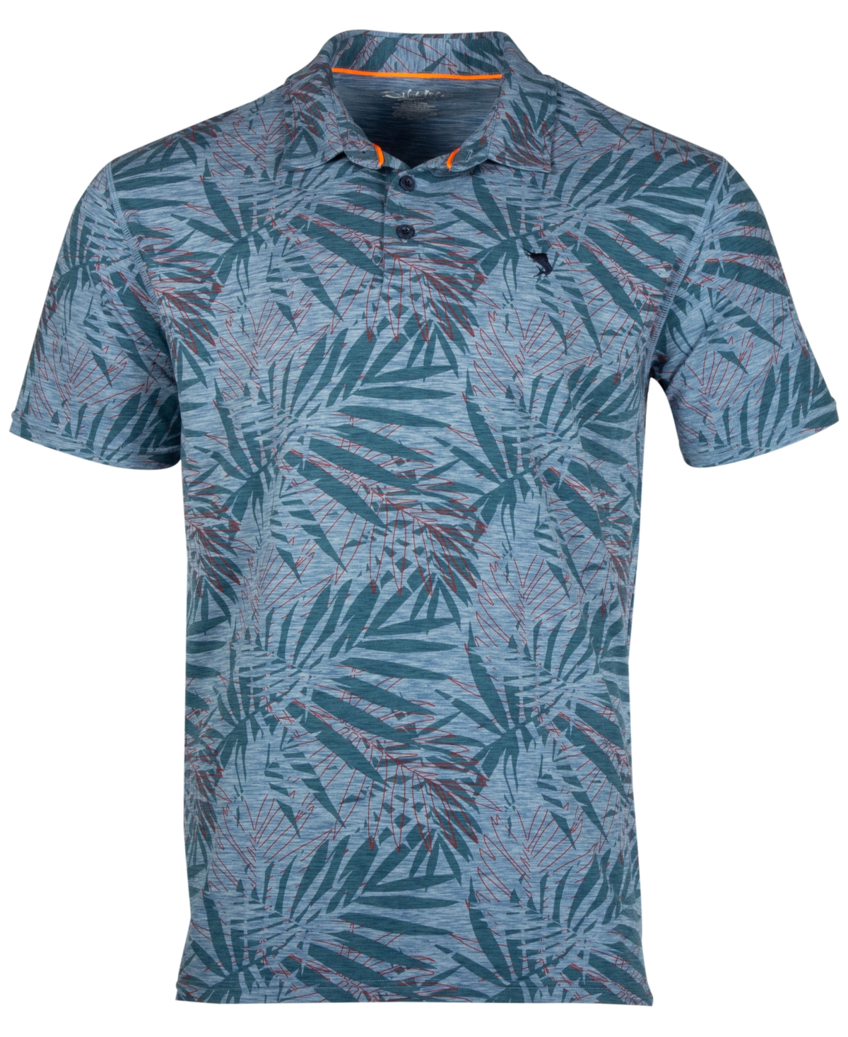 Shop Salt Life Men's Jungle Vibes Palm Print Short-sleeve Polo Shirt In Atlantic Heather