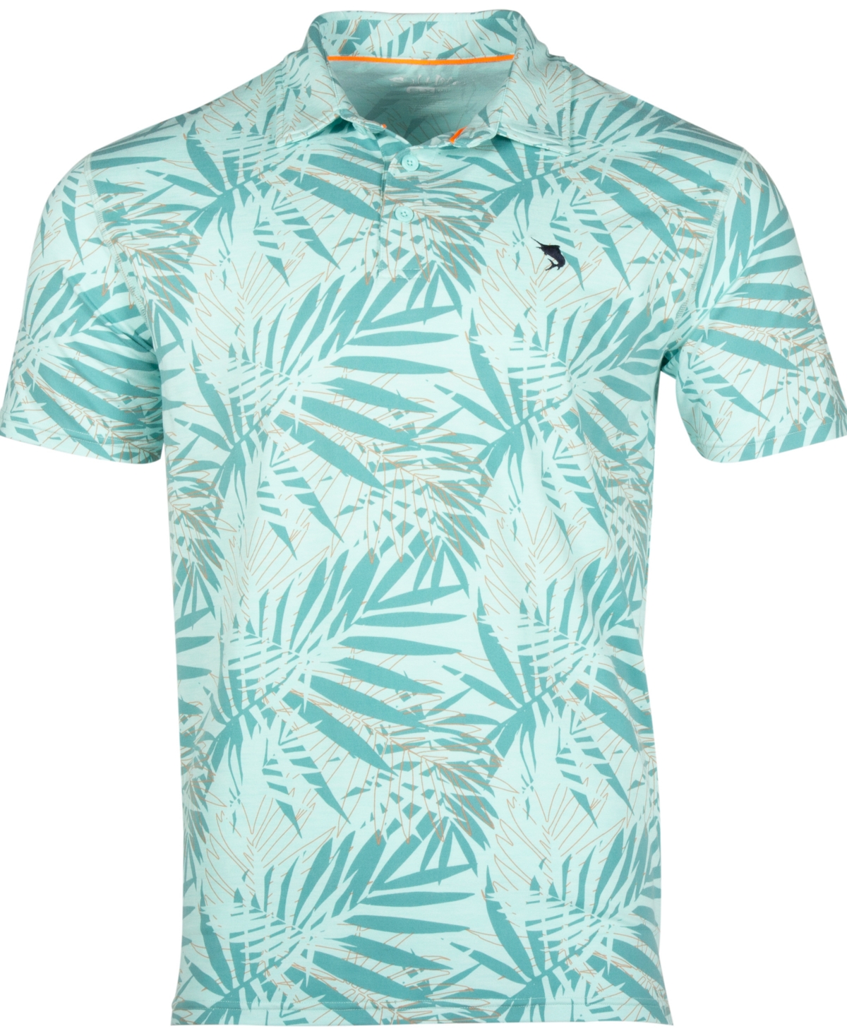 Shop Salt Life Men's Jungle Vibes Palm Print Short-sleeve Polo Shirt In Light Aruba Heather