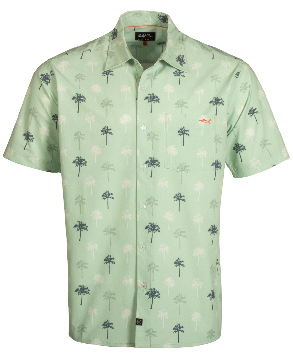 Shop Salt Life Men's Palm Solo Print Short-sleeve Button-up Shirt In Seafoam