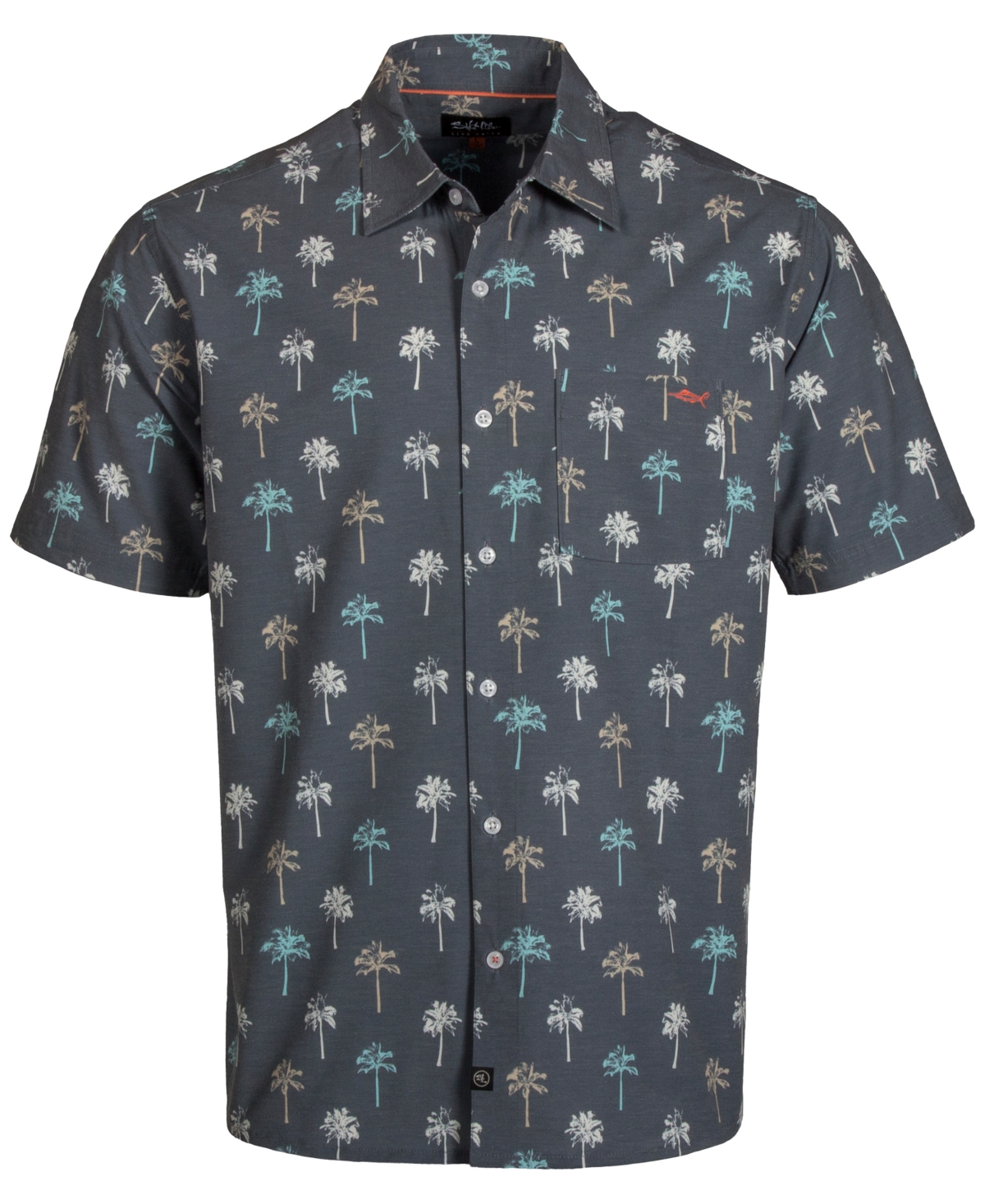 Shop Salt Life Men's Palm Solo Print Short-sleeve Button-up Shirt In Storm