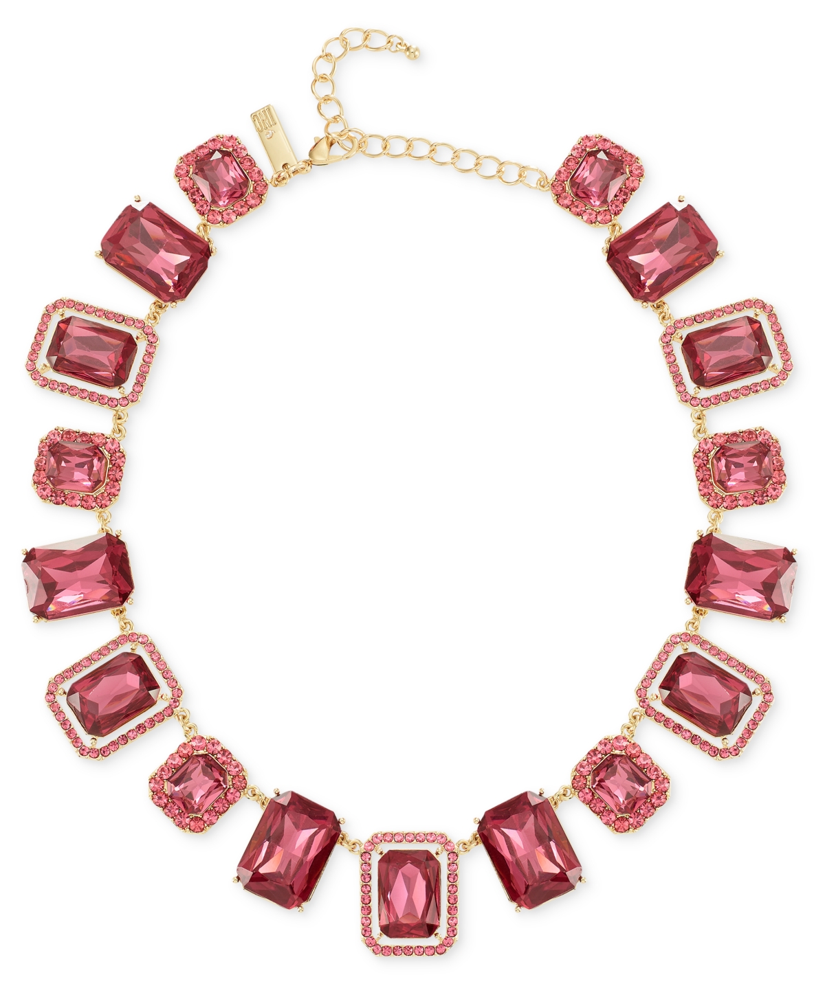 Shop Inc International Concepts Gold-tone Pink Stone All Around Necklace, 18" + 3" Extender, Created For Macy's