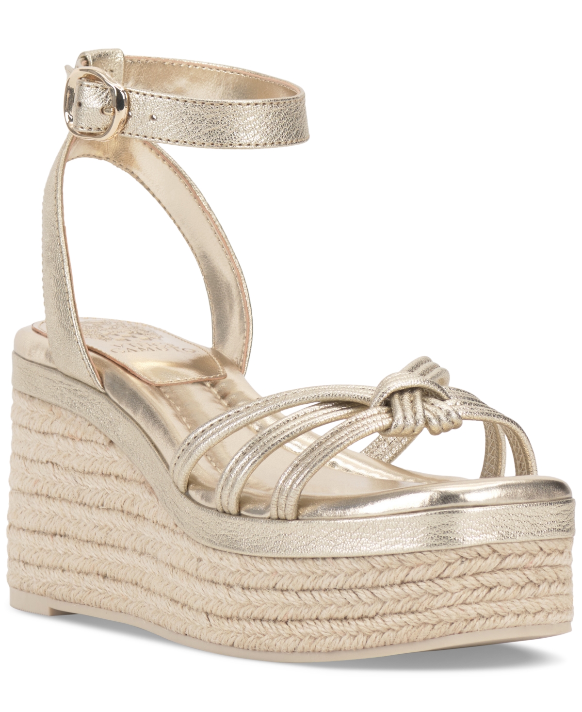 Shop Vince Camuto Women's Loressa Strappy Platform Wedge Sandals In Light Gold